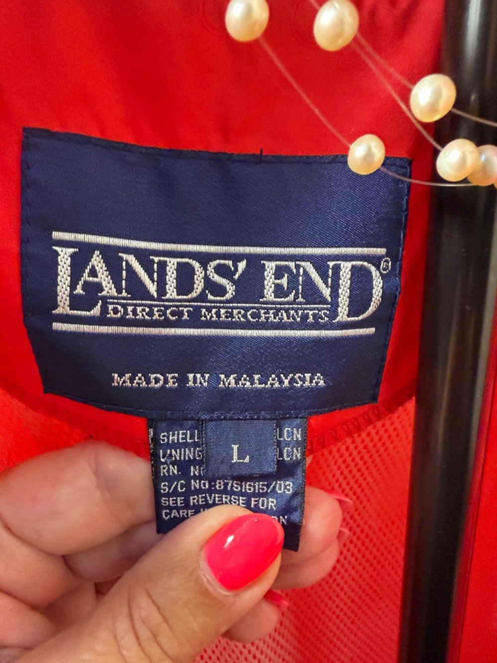Lands' End Red Lightweight Windbreaker Jacket - Picture 4 of 4